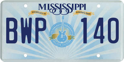 MS license plate BWP140