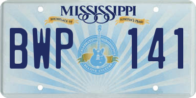 MS license plate BWP141
