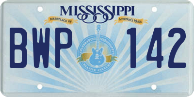 MS license plate BWP142
