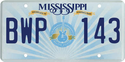 MS license plate BWP143