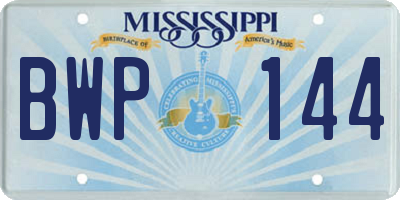 MS license plate BWP144
