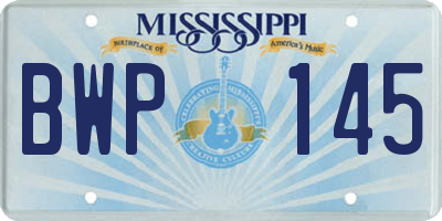 MS license plate BWP145