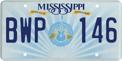 MS license plate BWP146