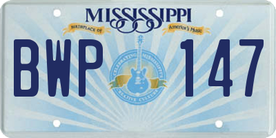 MS license plate BWP147