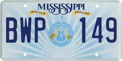 MS license plate BWP149