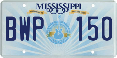 MS license plate BWP150
