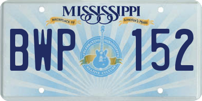 MS license plate BWP152