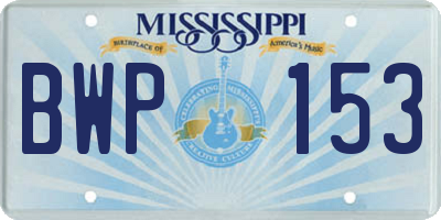 MS license plate BWP153