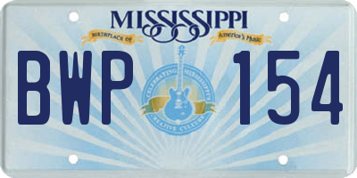MS license plate BWP154