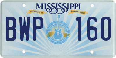 MS license plate BWP160