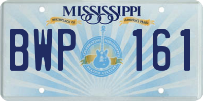 MS license plate BWP161