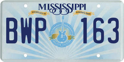 MS license plate BWP163