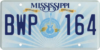 MS license plate BWP164