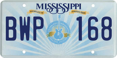 MS license plate BWP168