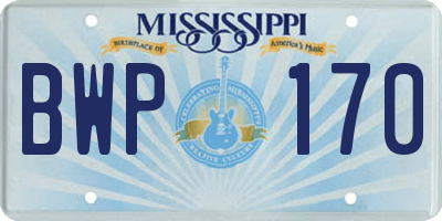 MS license plate BWP170