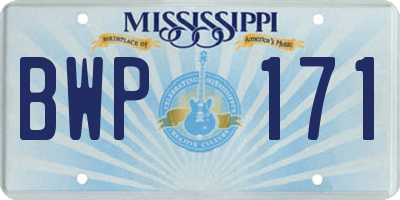 MS license plate BWP171