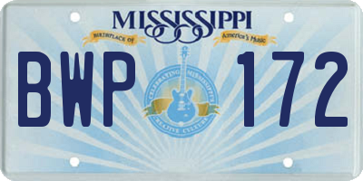 MS license plate BWP172