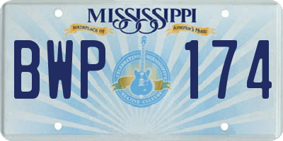 MS license plate BWP174