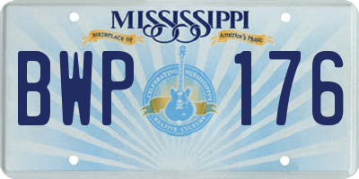 MS license plate BWP176