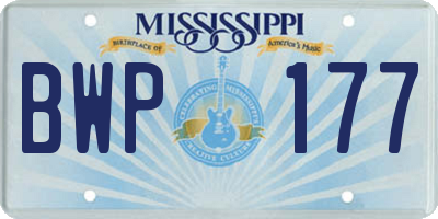 MS license plate BWP177