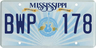 MS license plate BWP178
