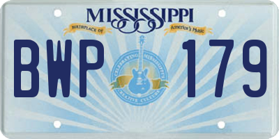 MS license plate BWP179