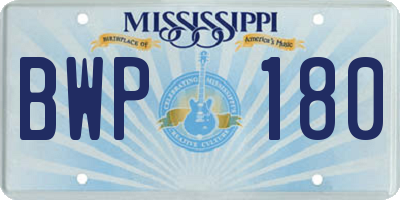 MS license plate BWP180