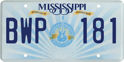 MS license plate BWP181