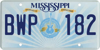 MS license plate BWP182