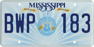 MS license plate BWP183
