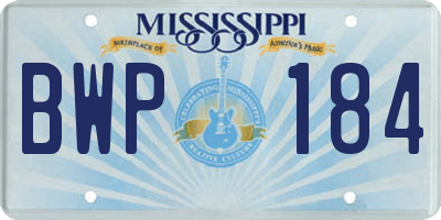 MS license plate BWP184