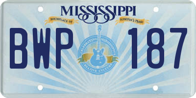 MS license plate BWP187