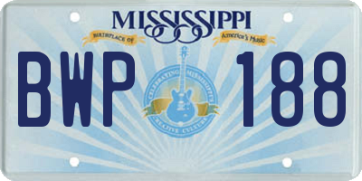 MS license plate BWP188