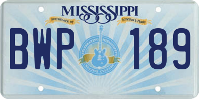 MS license plate BWP189