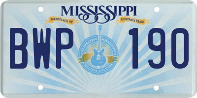 MS license plate BWP190