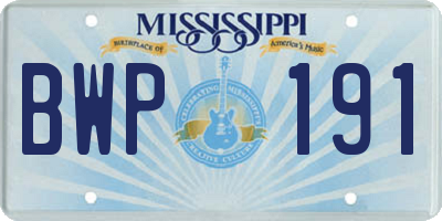 MS license plate BWP191