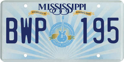 MS license plate BWP195