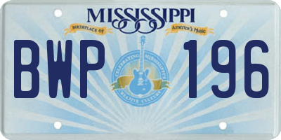 MS license plate BWP196