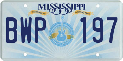 MS license plate BWP197