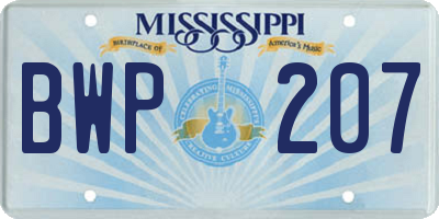 MS license plate BWP207
