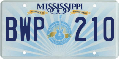 MS license plate BWP210