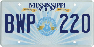MS license plate BWP220