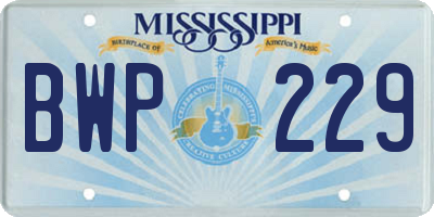 MS license plate BWP229