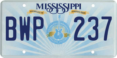 MS license plate BWP237