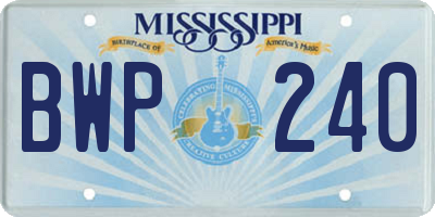 MS license plate BWP240