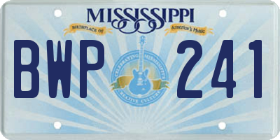 MS license plate BWP241