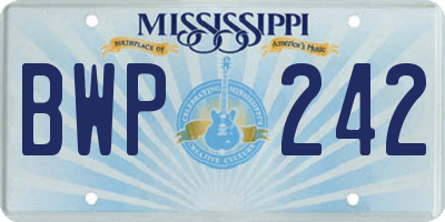 MS license plate BWP242