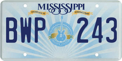 MS license plate BWP243