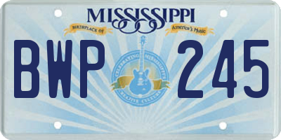 MS license plate BWP245