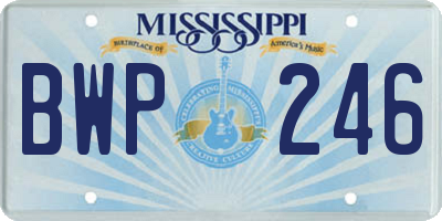 MS license plate BWP246